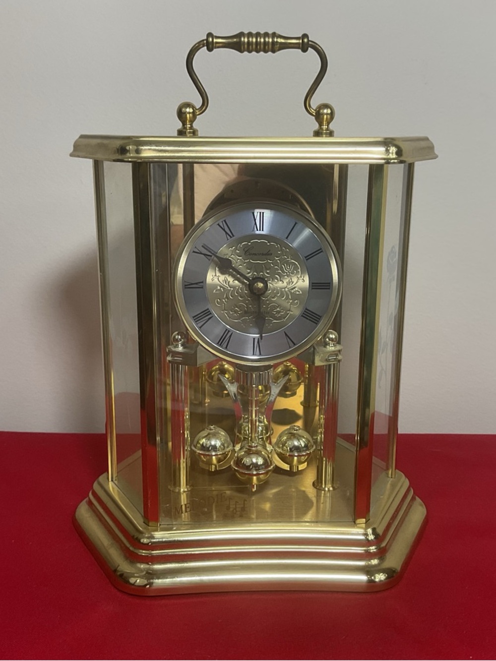 German Concordia Quartz Anniversary Clock, Westminster Chime, Gold-Tone with Ros